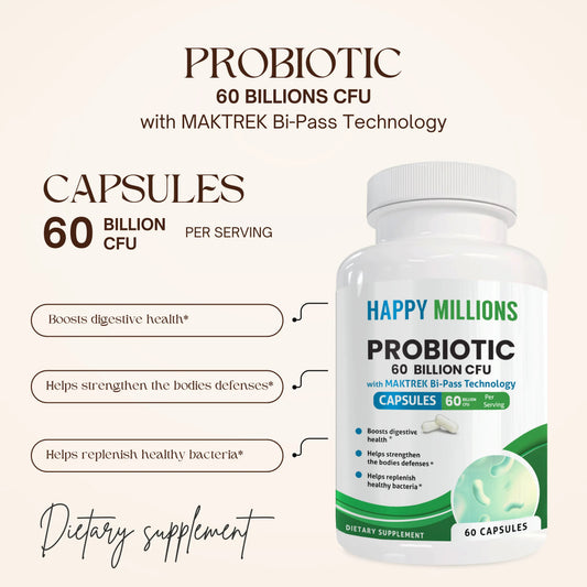 PROBIOTIC 60 BILLION CFU : GUT HEALTH SUPPLEMENT