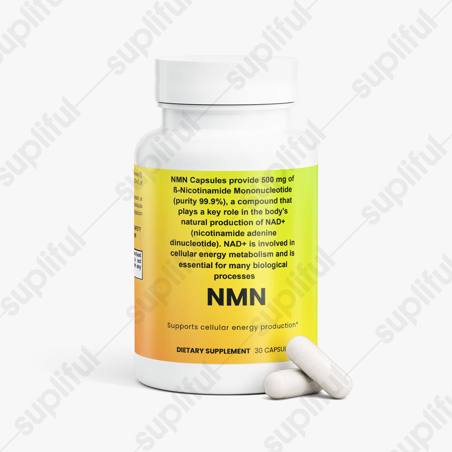 NMN Capsules provide 500 mg of ß-Nicotinamide Mononucleotide (purity 99.9%)