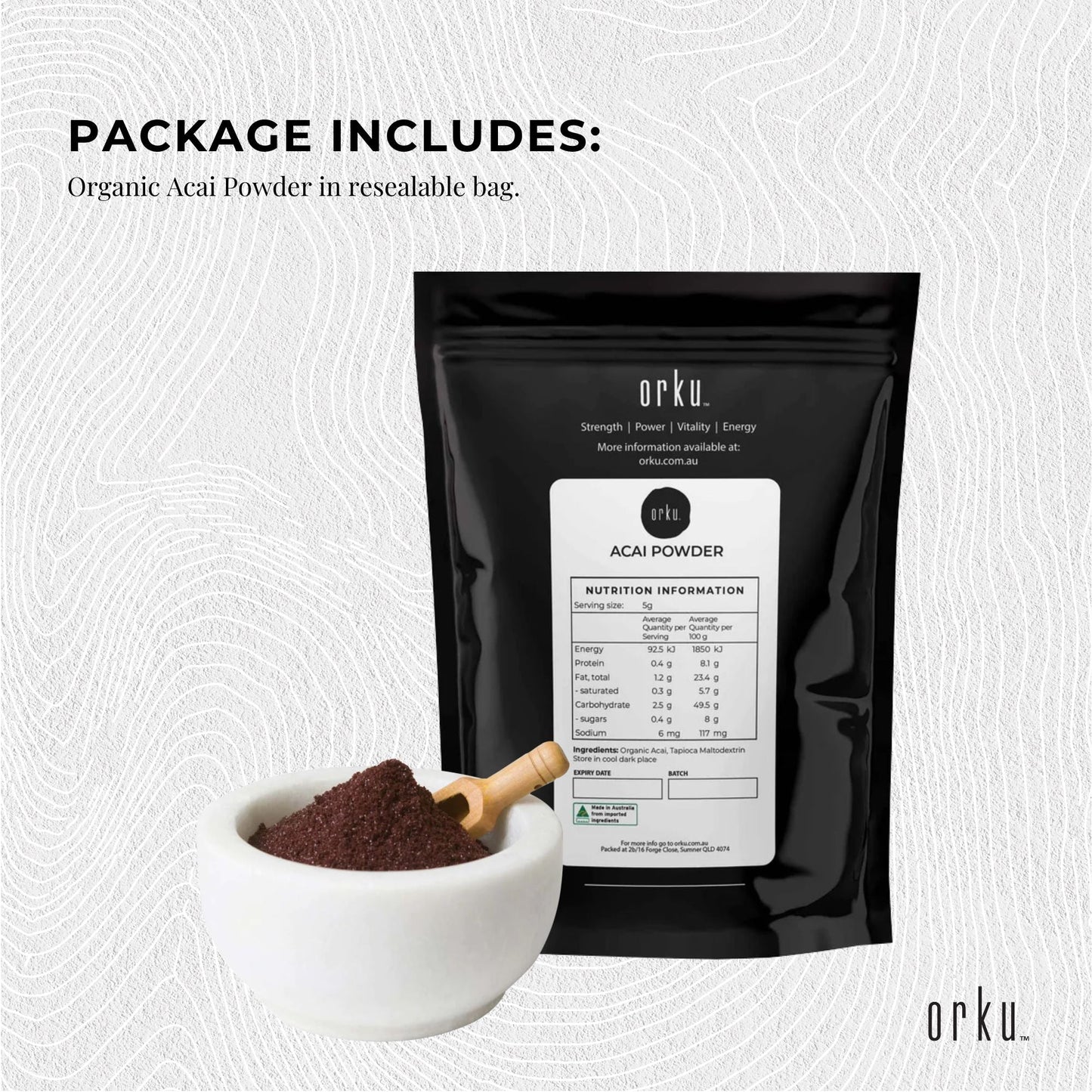 400g Acai Powder 100% Organic - Superfood Amazon Berries