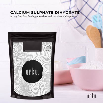 Orku 1Kg Fine Calcium Sulphate Gypsum Powder - Dihydrate Food Grade FCC E516