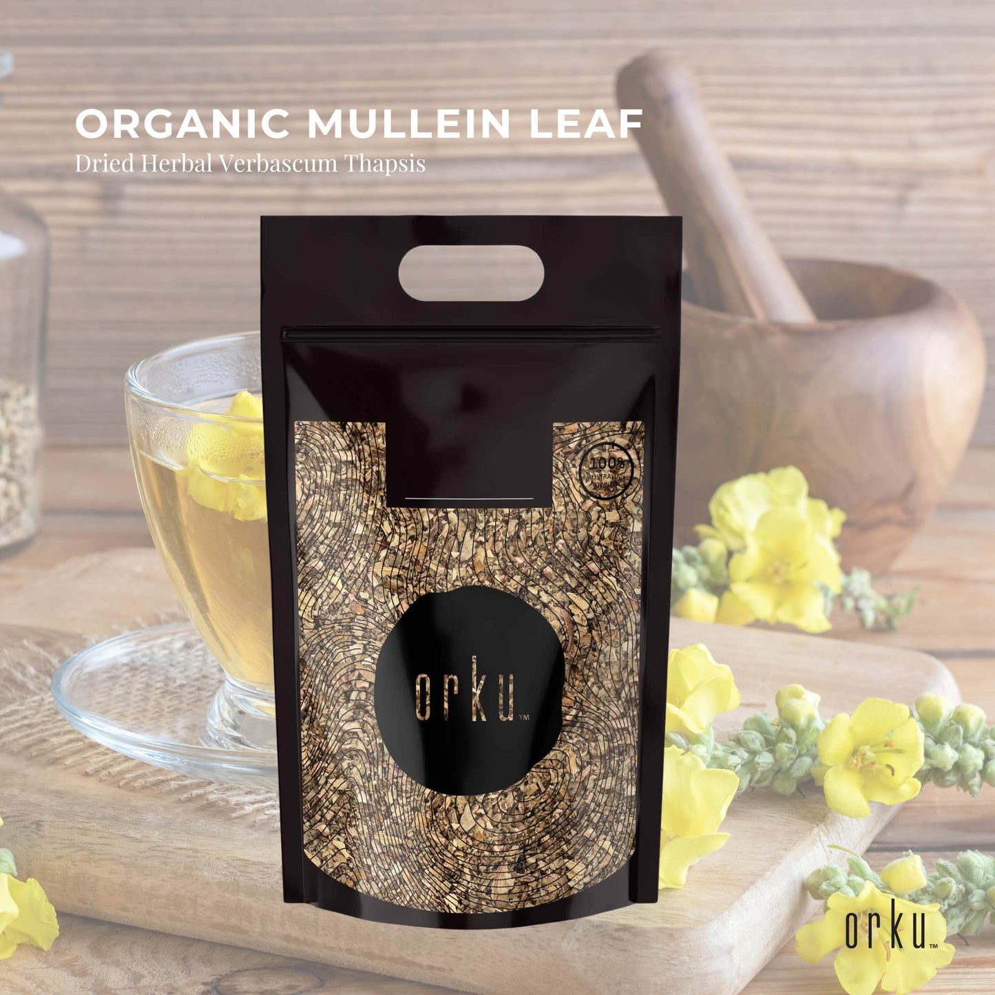 Orku Organic Mullein Leaf - Dried Herbal Verbascum Thapsis