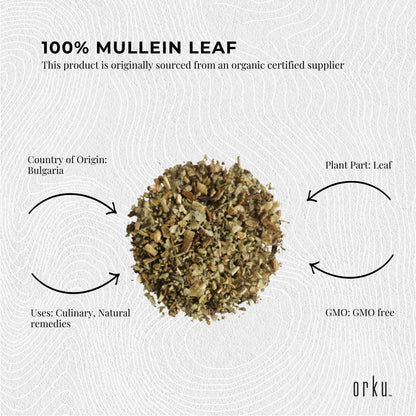 Orku Organic Mullein Leaf - Dried Herbal Verbascum Thapsis
