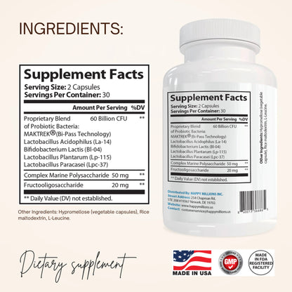 PROBIOTIC 60 BILLION CFU : GUT HEALTH SUPPLEMENT
